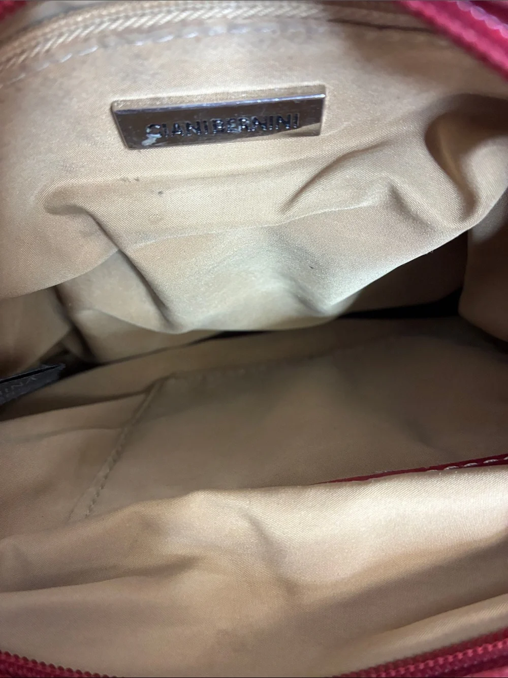Giani Bernini Red Leather Crossbody with Front Flap Pocket